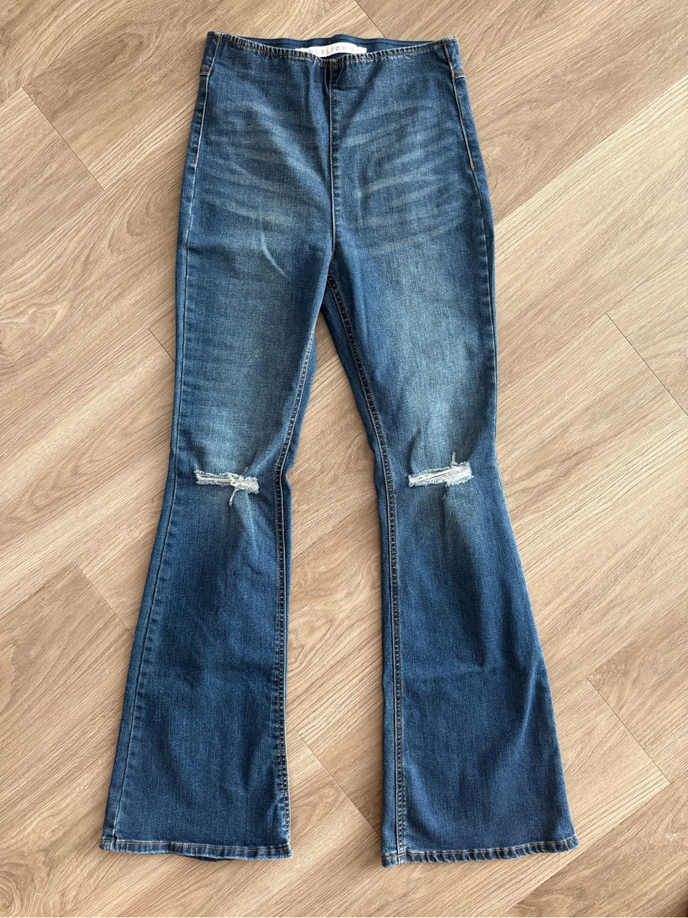 Tinseltown Blue Flare Jeans with Knee Slits